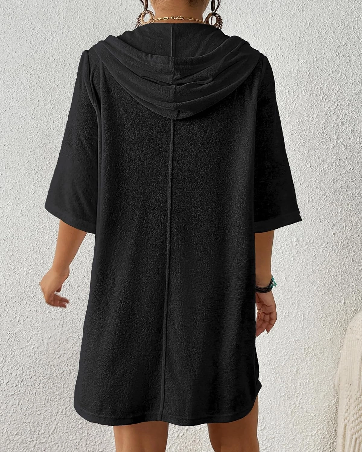 Bsubseach Terry Cloth Swim Coverup - Women Long Sleeve Hooded Swimsuit Coverup Zipper Beach Coverups Robes with Pockets