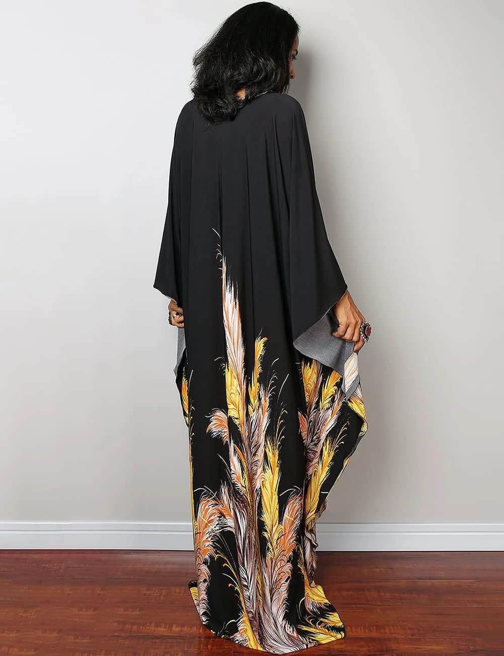 Bsubseach Women Ethnic Print Kaftan Beach Dress Plus Size Swimsuit Cover Up