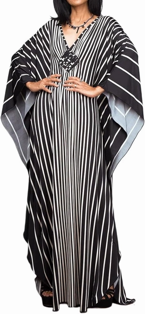 Bsubseach Women Ethnic Print Kaftan Beach Dress Plus Size Swimsuit Cover Up