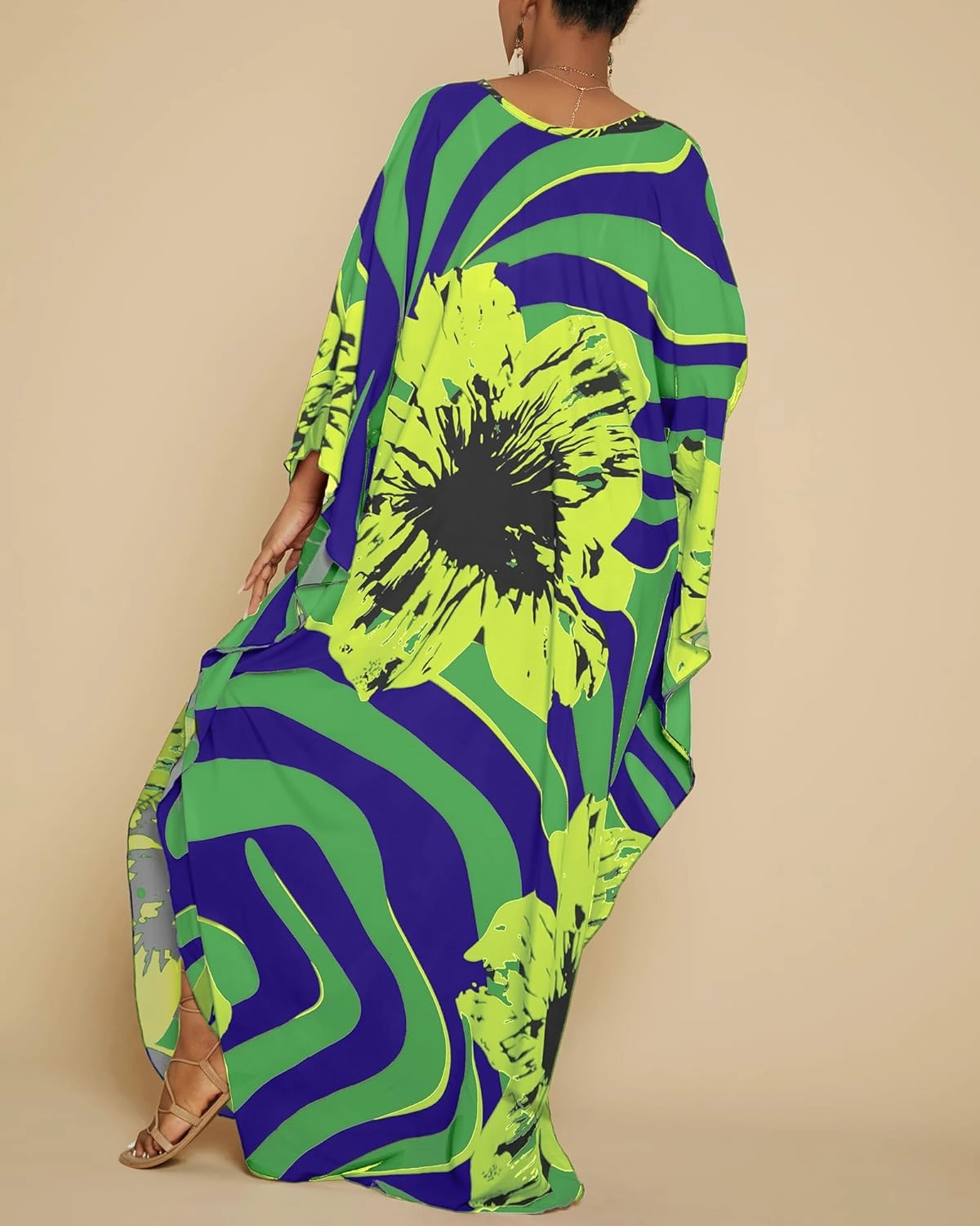 Bsubseach Women Floral Print Kaftan Dresses Plus Size Swimsuit Coverup 2025 Summer Bathing Suit Caftan Loungewear Beach Dress