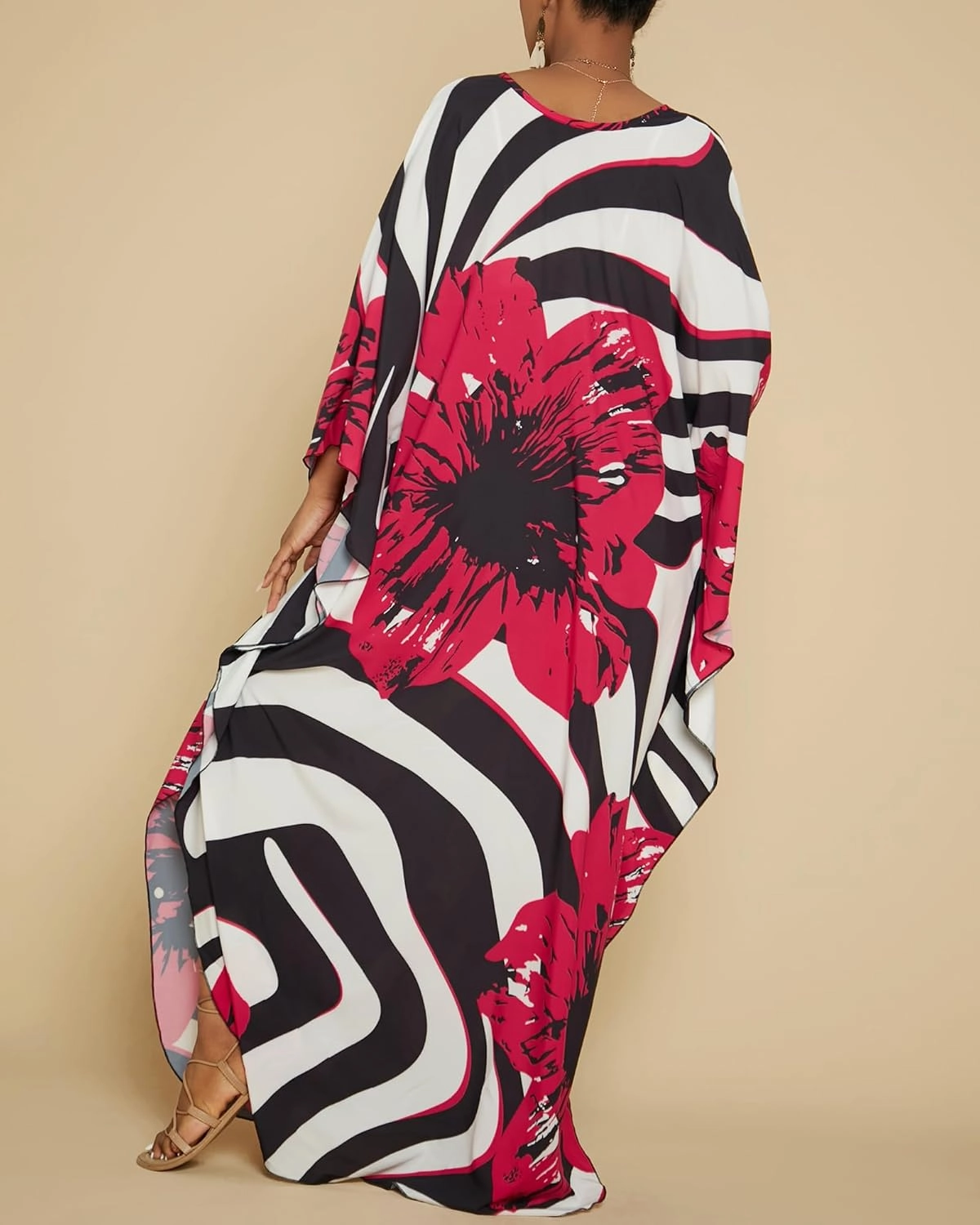 Bsubseach Women Floral Print Kaftan Dresses Plus Size Swimsuit Coverup 2025 Summer Bathing Suit Caftan Loungewear Beach Dress