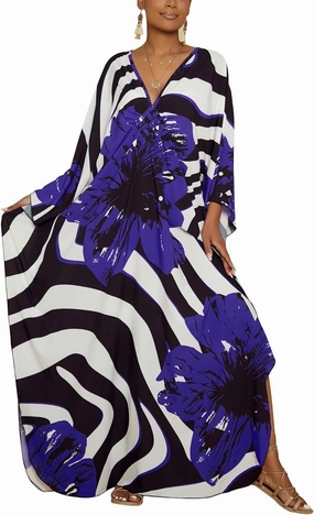 Bsubseach Women Floral Print Kaftan Dresses Plus Size Swimsuit Coverup 2025 Summer Bathing Suit Caftan Loungewear Beach Dress