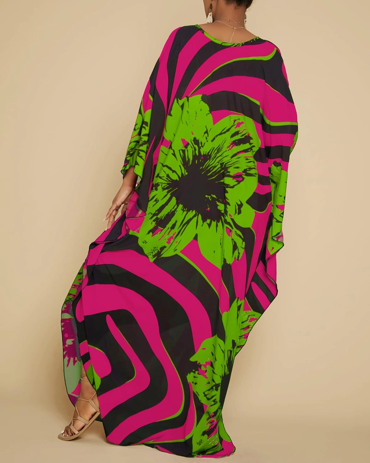 Bsubseach Women Floral Print Kaftan Dresses Plus Size Swimsuit Coverup 2025 Summer Bathing Suit Caftan Loungewear Beach Dress