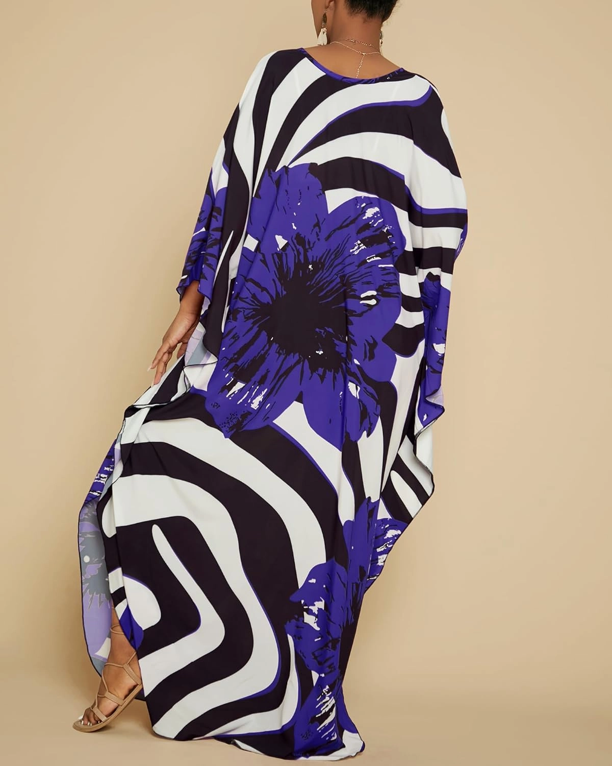 Bsubseach Women Floral Print Kaftan Dresses Plus Size Swimsuit Coverup 2025 Summer Bathing Suit Caftan Loungewear Beach Dress