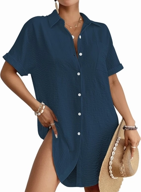 Bsubseach Women Swimsuit Coverup Shirt Dress Button Down Bathing Suit Cover Up Beachwear
