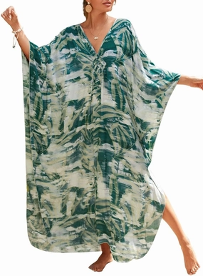 Bsubseach Womens Animal Print Kaftan Dresses Plus Size Caftans Swimwear Coverups 2025 Summer Bathing Suit Maxi Beach Dress
