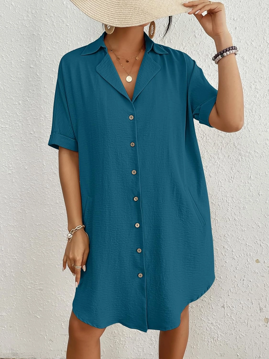 Bsubseach Womens Bathing Suit Cover Ups Bikini Swimsuit Coverup for Women 2024 Button Down Beach Dress Shirt