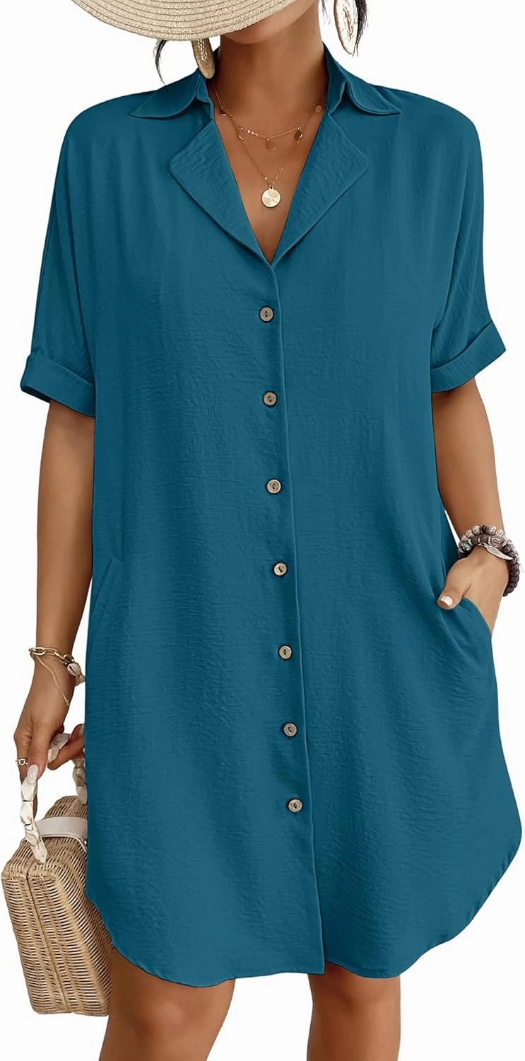 Bsubseach Womens Bathing Suit Cover Ups Bikini Swimsuit Coverup for Women 2024 Button Down Beach Dress Shirt