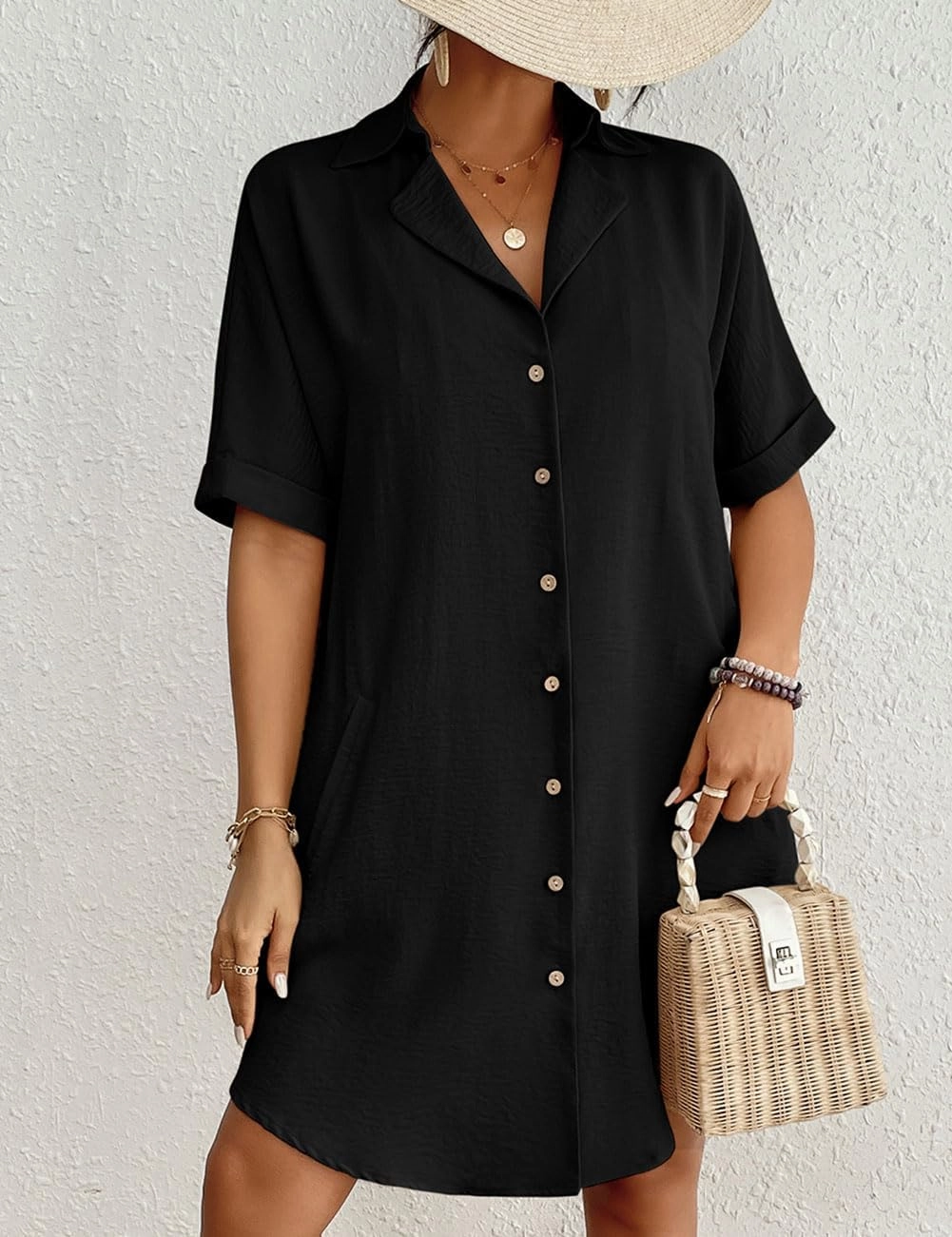 Bsubseach Womens Bathing Suit Cover Ups Bikini Swimsuit Coverup for Women 2024 Button Down Beach Dress Shirt