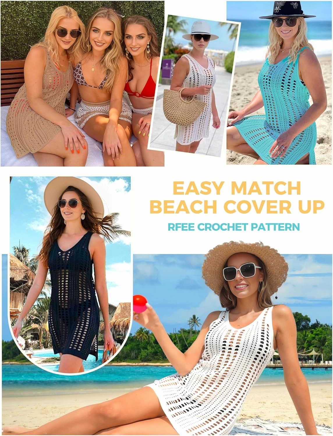 Buauty Women's Crochet Swimsuit Coverup - Lightweight Bikini Cover Ups Dress for Beach, Bathing Suit and Vacation Essentials