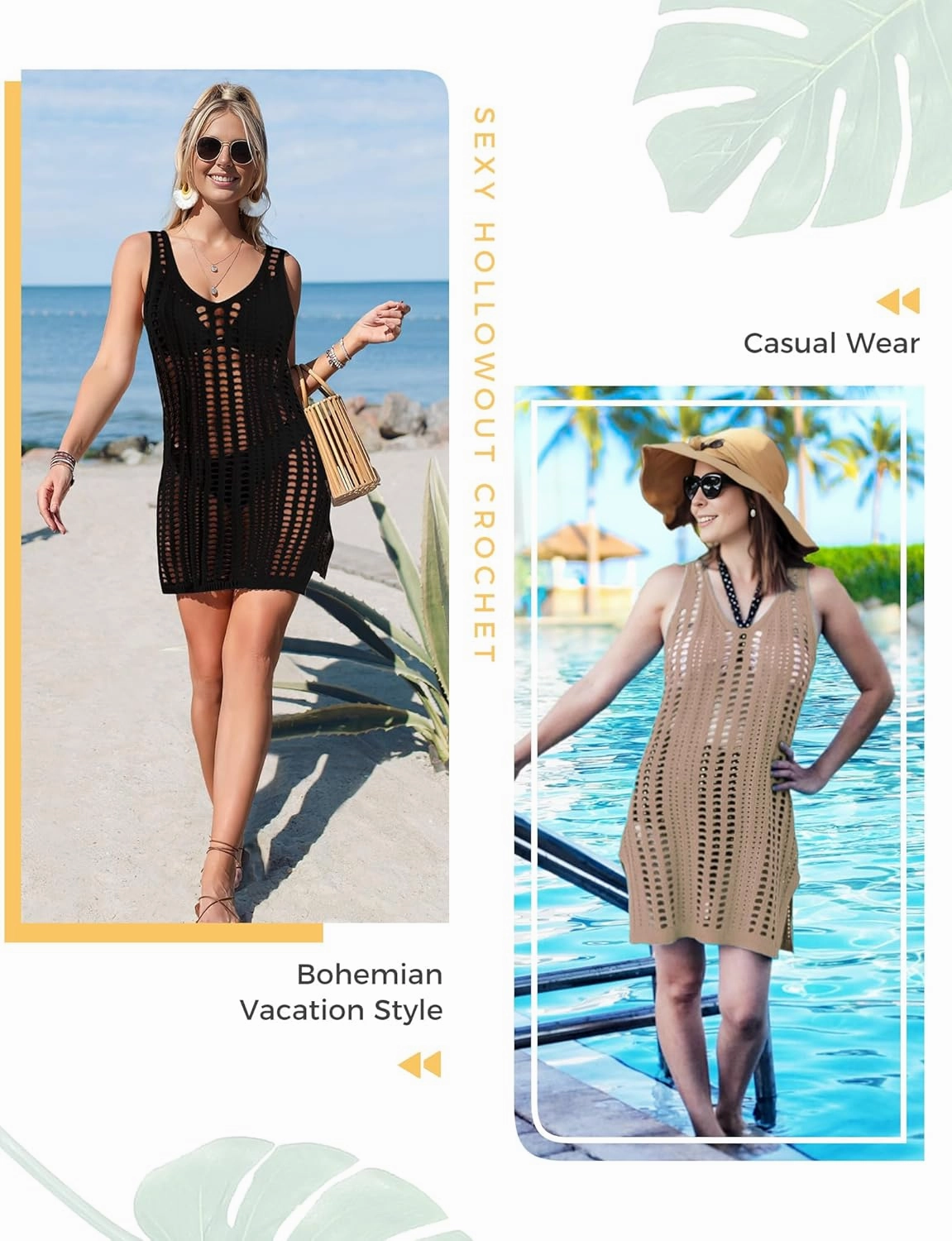 Buauty Women's Crochet Swimsuit Coverup - Lightweight Bikini Cover Ups Dress for Beach, Bathing Suit and Vacation Essentials
