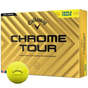 Built to Impress Callaway Chrome Tour Triple Track Golf Balls - Yellow - 12 Pack Act Fast, Golf alignment sticks, Biodegradable golf balls, Shot tracking golf sensor
