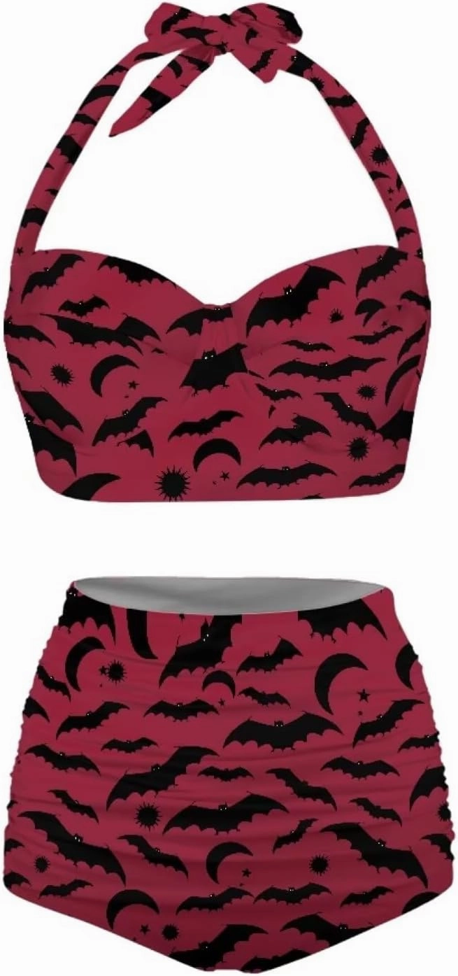Butterfly Women's Retro Ruched Ruffle High Waist Bikini Set, Flag Tankini Swimsuits Tummy Control Swimwear