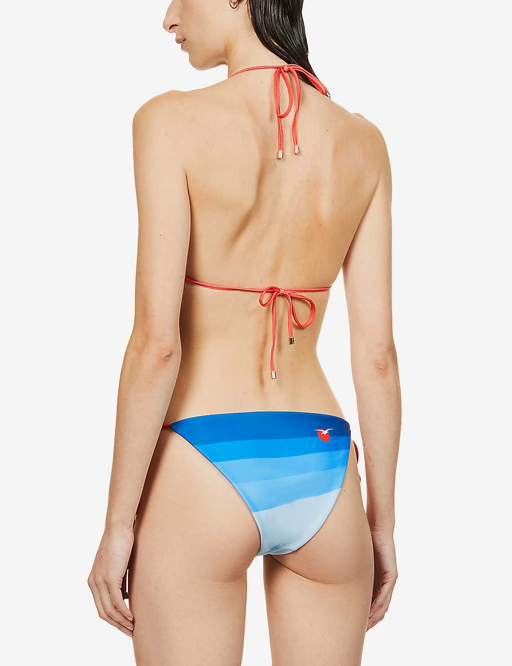 CASABLANCA Tennis Club Wave Print High Rise Bikini Bottoms