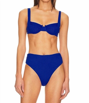 Casanova Textured Jersey Bikini Top In Blue