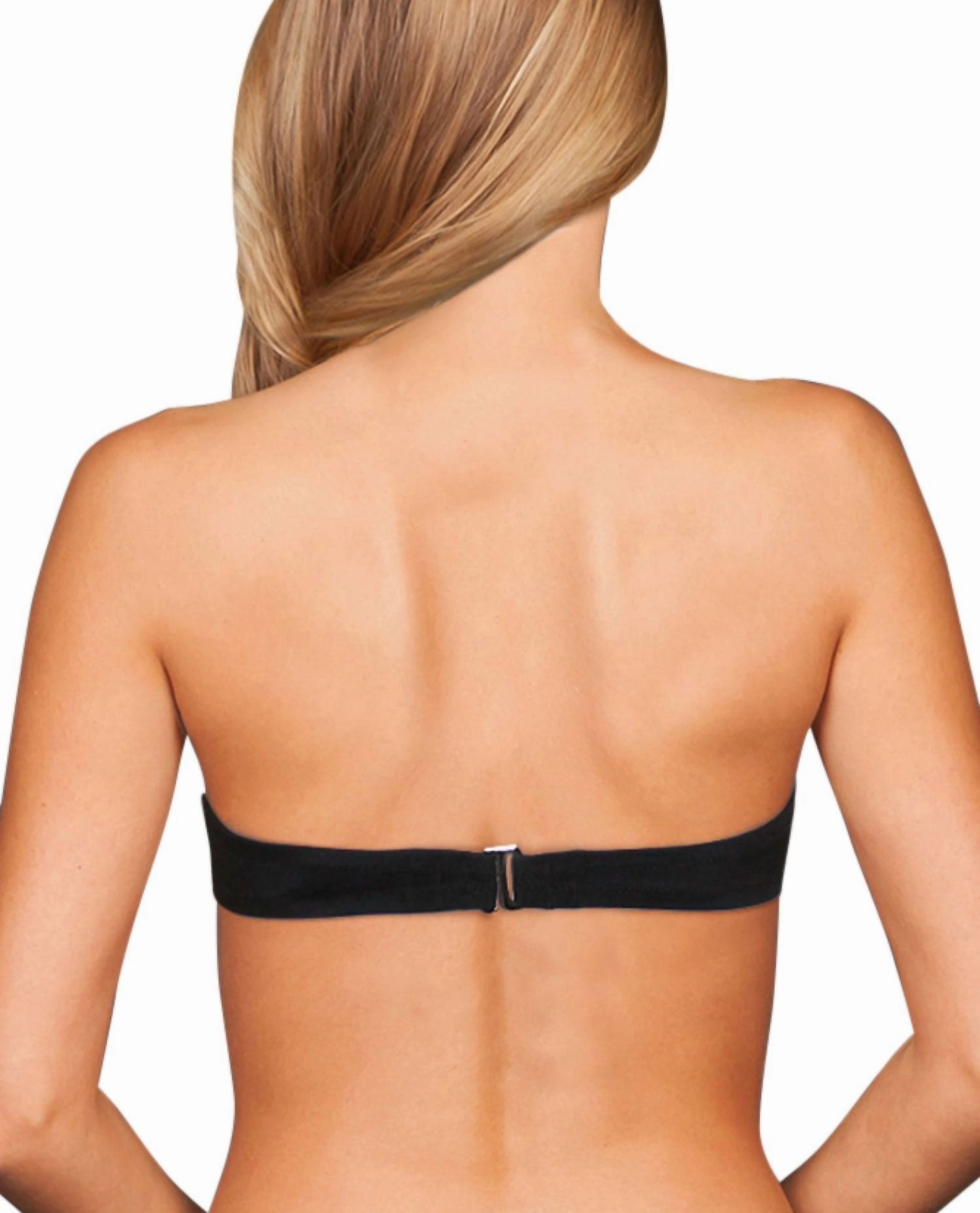 Center Ruched Bandeau Bikini Top In Black
