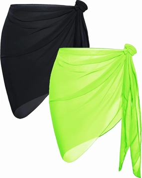 CHICGAL 2 Pieces Women Beach Sarong Bathing Suit Wrap Skirt Sheer Bikini Swimsuit Cover Ups for Swimwear