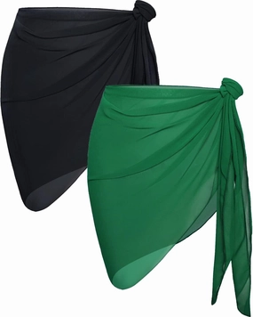 CHICGAL 2 Pieces Women Beach Sarong Bathing Suit Wrap Skirt Sheer Bikini Swimsuit Cover Ups for Swimwear