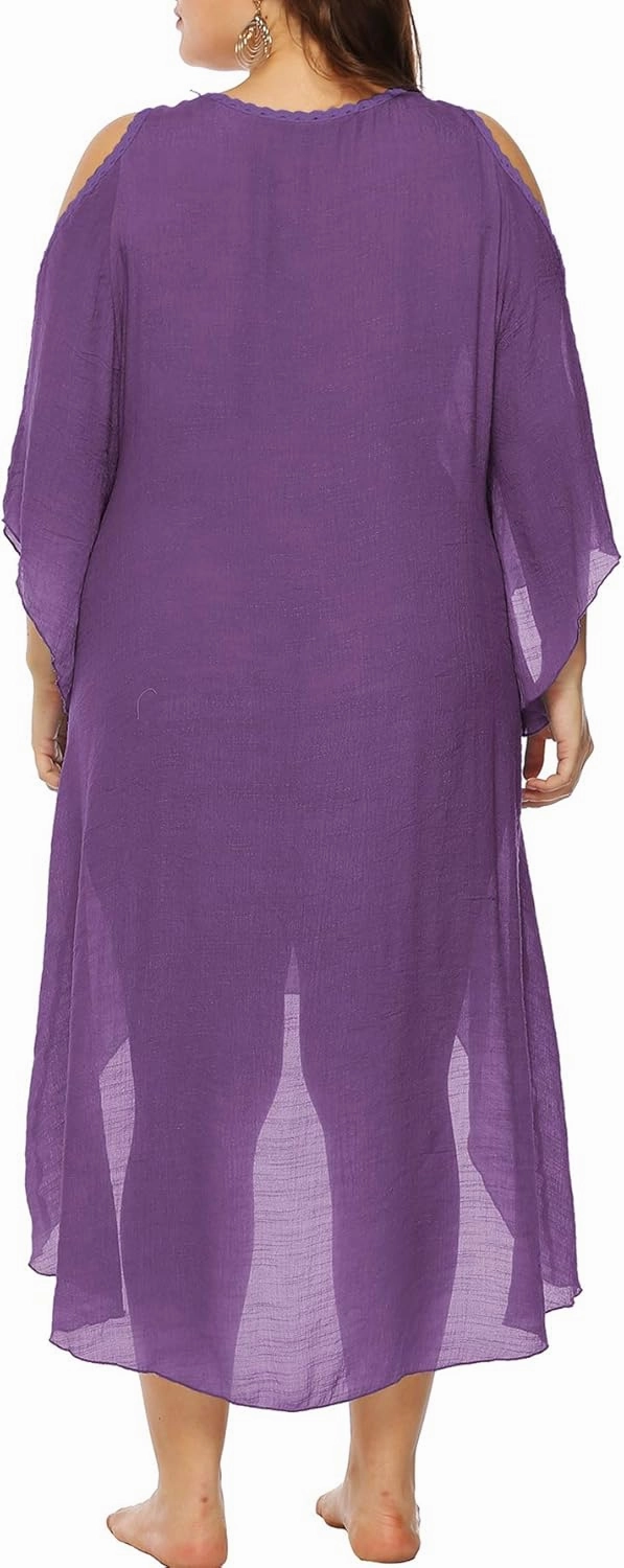 Chrisuno Women's Plus Size Bathing Suit Cover Ups Swimsuit Coverups Dress Soft Crochet Bikini Beach Skirt