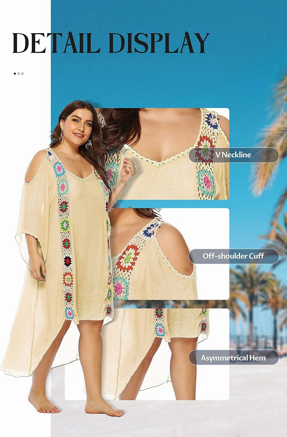 Chrisuno Women's Plus Size Bathing Suit Cover Ups Swimsuit Coverups Dress Soft Crochet Bikini Beach Skirt