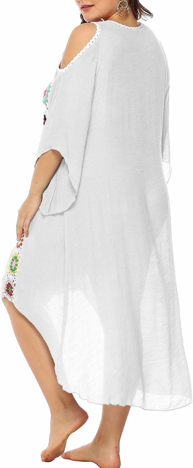 Chrisuno Women's Plus Size Bathing Suit Cover Ups Swimsuit Coverups Dress Soft Crochet Bikini Beach Skirt