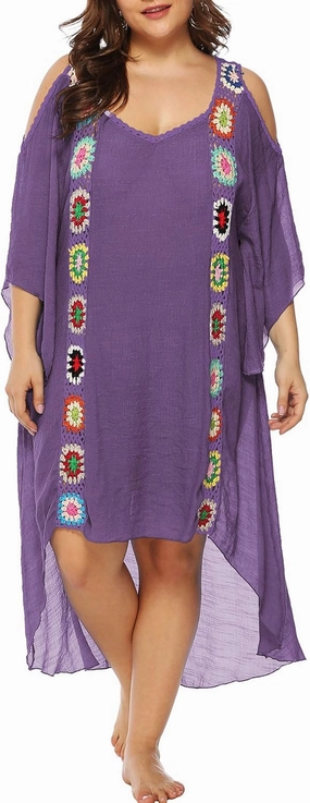Chrisuno Women's Plus Size Bathing Suit Cover Ups Swimsuit Coverups Dress Soft Crochet Bikini Beach Skirt