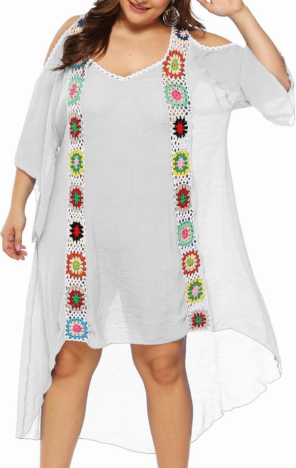 Chrisuno Women's Plus Size Bathing Suit Cover Ups Swimsuit Coverups Dress Soft Crochet Bikini Beach Skirt