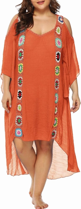 Chrisuno Women's Plus Size Bathing Suit Cover Ups Swimsuit Coverups Dress Soft Crochet Bikini Beach Skirt