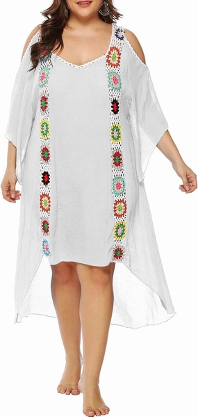 Chrisuno Women's Plus Size Bathing Suit Cover Ups Swimsuit Coverups Dress Soft Crochet Bikini Beach Skirt