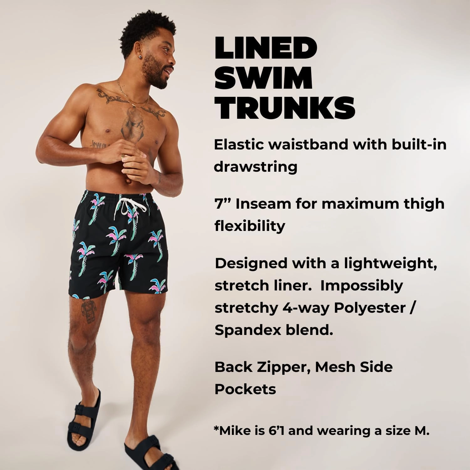 Chubbies Lined Mens Swim Trunks 7 Inch C Swim Shorts and Mens Shorts with Elastic Waist, Stretch, Boxer Brief Liner, UPF 50 