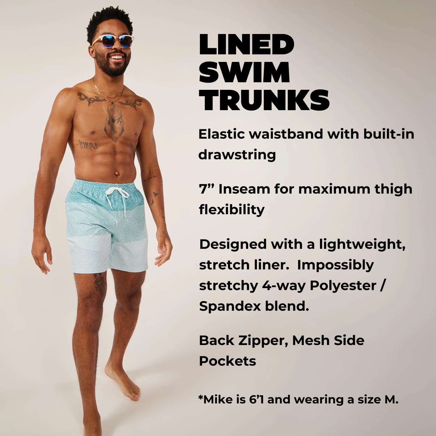 Chubbies Lined Mens Swim Trunks 7 Inch C Swim Shorts and Mens Shorts with Elastic Waist, Stretch, Boxer Brief Liner, UPF 50 