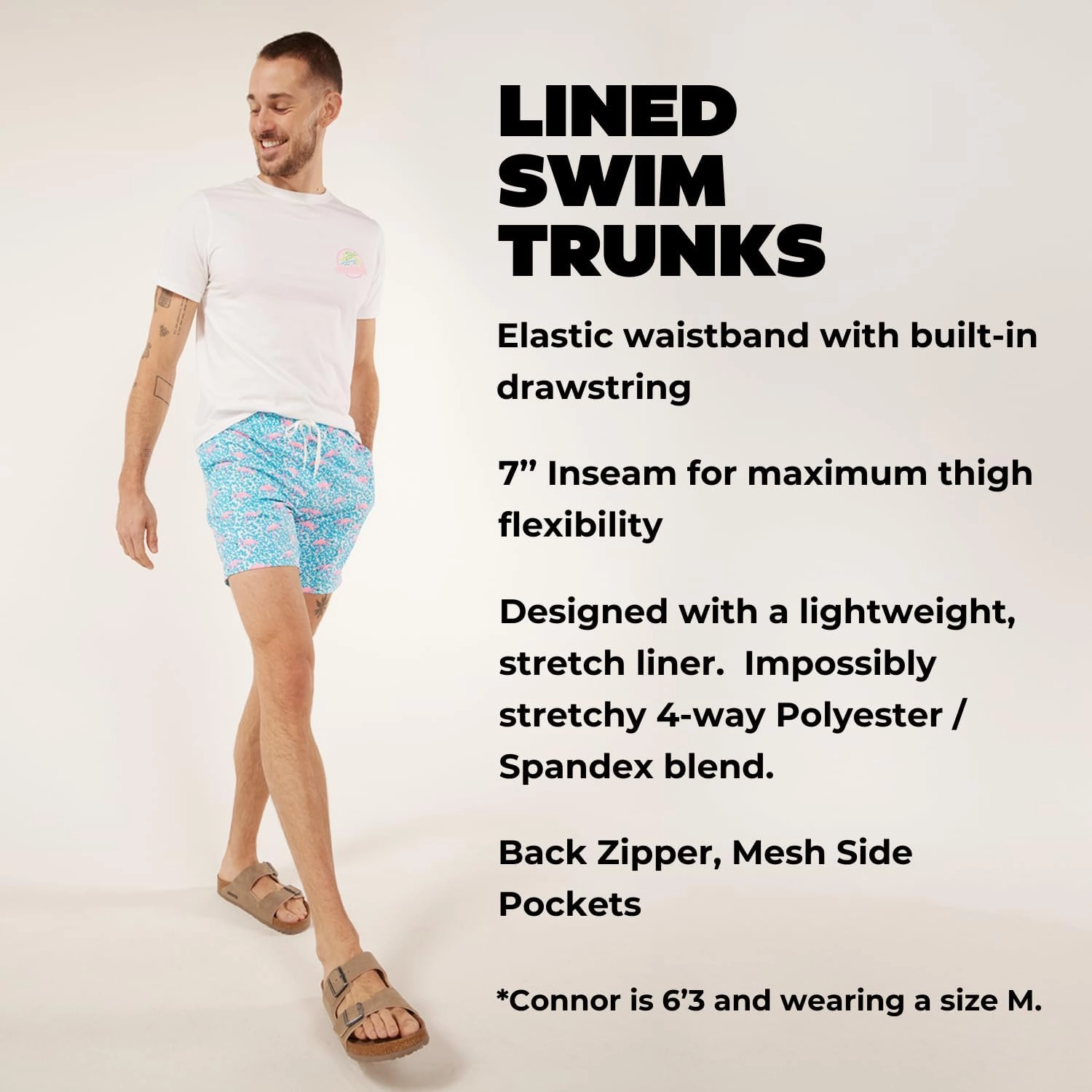 Chubbies Lined Mens Swim Trunks 7 Inch C Swim Shorts and Mens Shorts with Elastic Waist, Stretch, Boxer Brief Liner, UPF 50 