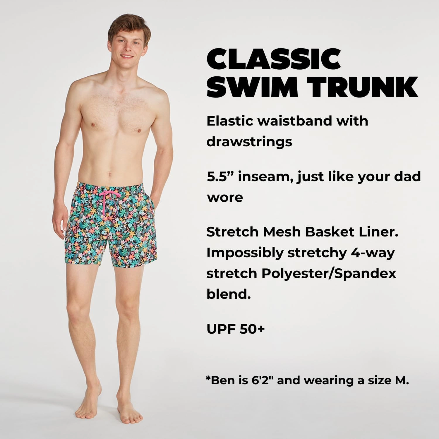 Chubbies Mens Swim Trunks C Mens Swim Shorts with 4-Way Stretch, 5.5 Beach Shorts with Elastic Waist, Drawstring,Mesh Lining