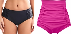 COCOPEAR Full Coverage Bikini Bottoms for Women Mid Rise Bathing Suit Bottoms for Women Ruched Tummy Control Swim Bottoms