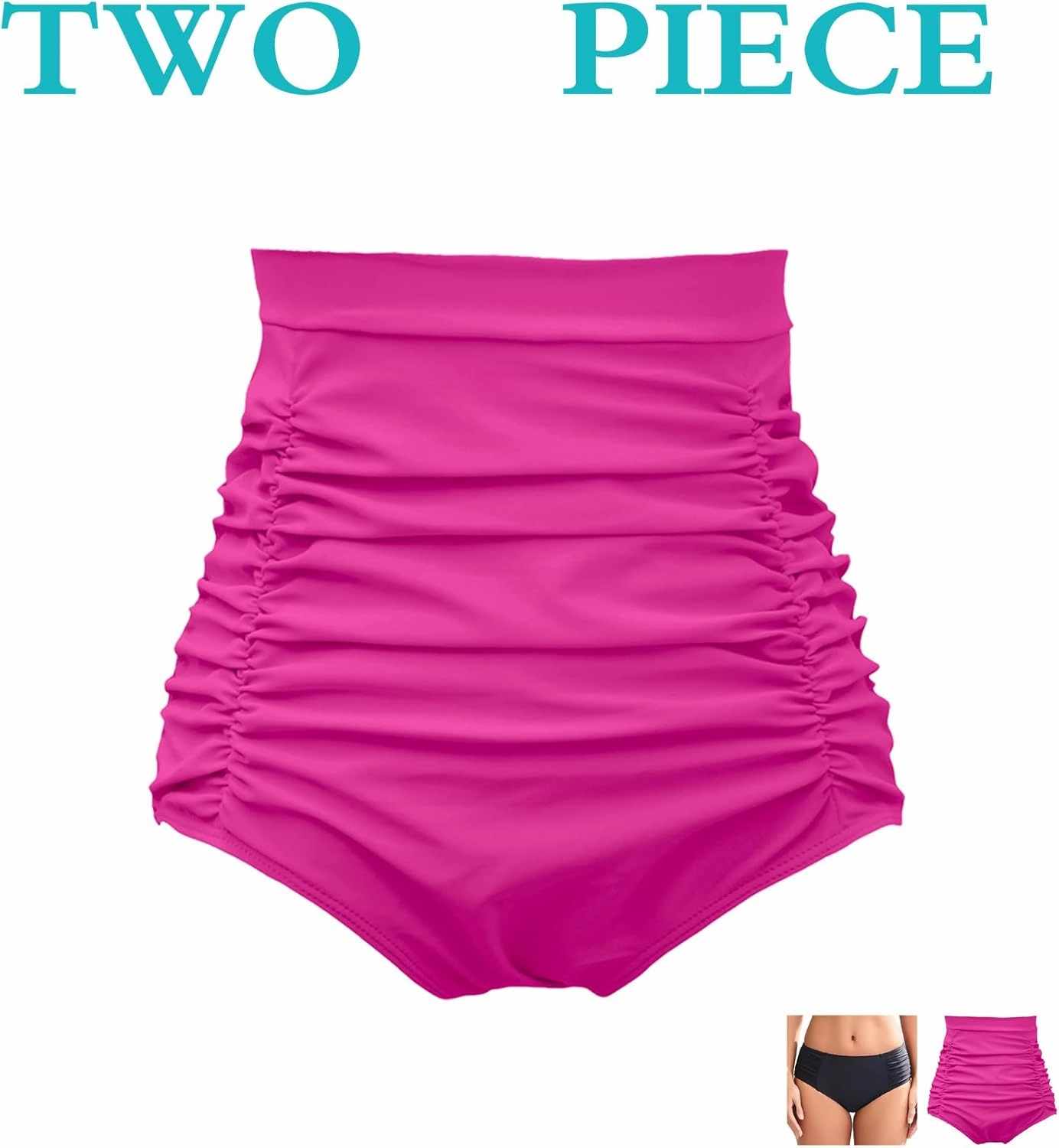 COCOPEAR Full Coverage Bikini Bottoms for Women Mid Rise Bathing Suit Bottoms for Women Ruched Tummy Control Swim Bottoms