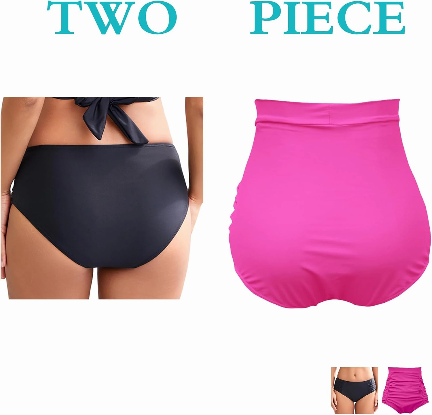 COCOPEAR Full Coverage Bikini Bottoms for Women Mid Rise Bathing Suit Bottoms for Women Ruched Tummy Control Swim Bottoms