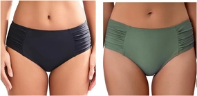COCOPEAR Full Coverage Bikini Bottoms for Women Mid Rise Bathing Suit Bottoms for Women Ruched Tummy Control Swim Bottoms