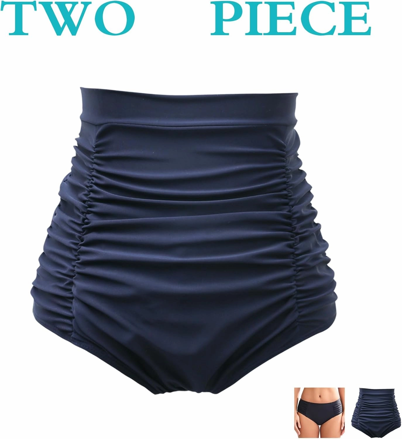 COCOPEAR Full Coverage Bikini Bottoms for Women Mid Rise Bathing Suit Bottoms for Women Ruched Tummy Control Swim Bottoms