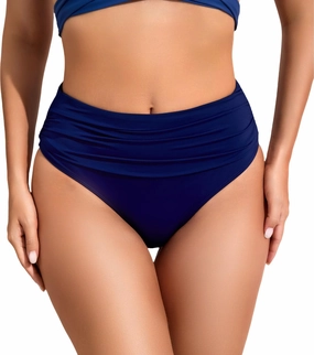 COCOPEAR Vintage High Waisted Bikini Bottoms for Women Ruched Full Coverage Bikini Bottom Tummy Control Swim Bottoms