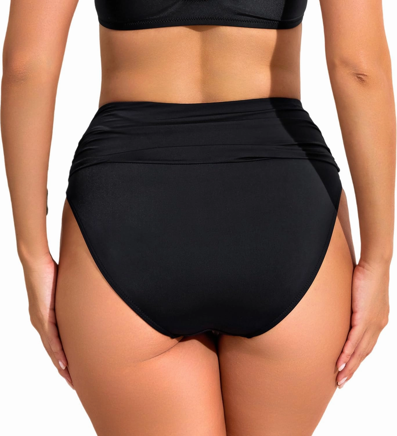 COCOPEAR Vintage High Waisted Bikini Bottoms for Women Ruched Full Coverage Bikini Bottom Tummy Control Swim Bottoms