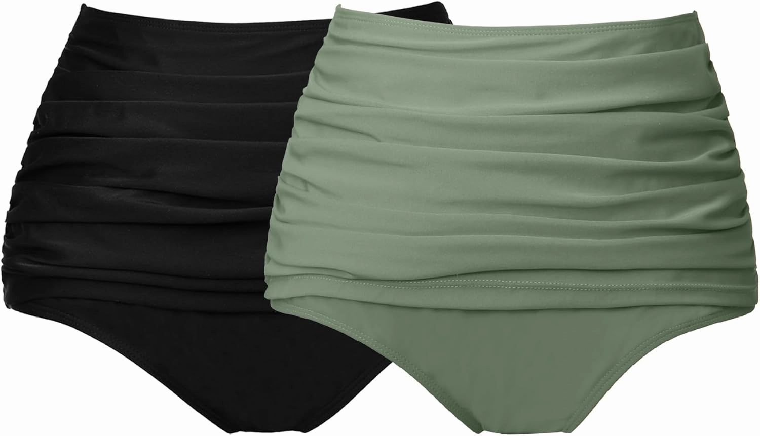 COCOPEAR Women's High Waisted Full Coverage Bikini Bottom Ruched Bathing Suit Bottoms for Women Tummy Control Swim Bottoms