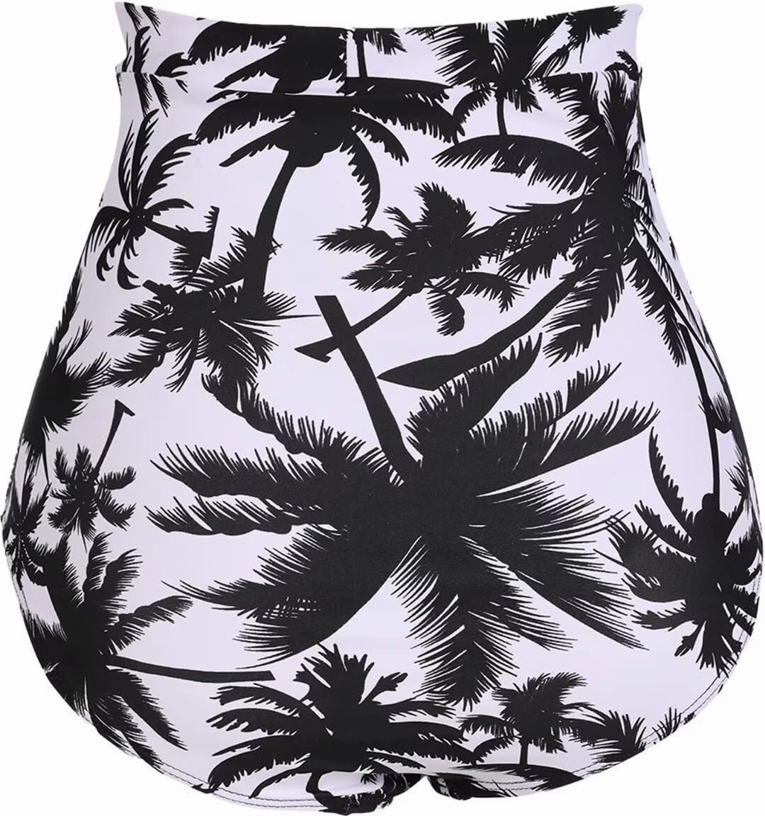 COCOPEAR Women's Ruched High Waisted Bikini Bottom Retro Vintage Swim Short Tankinis