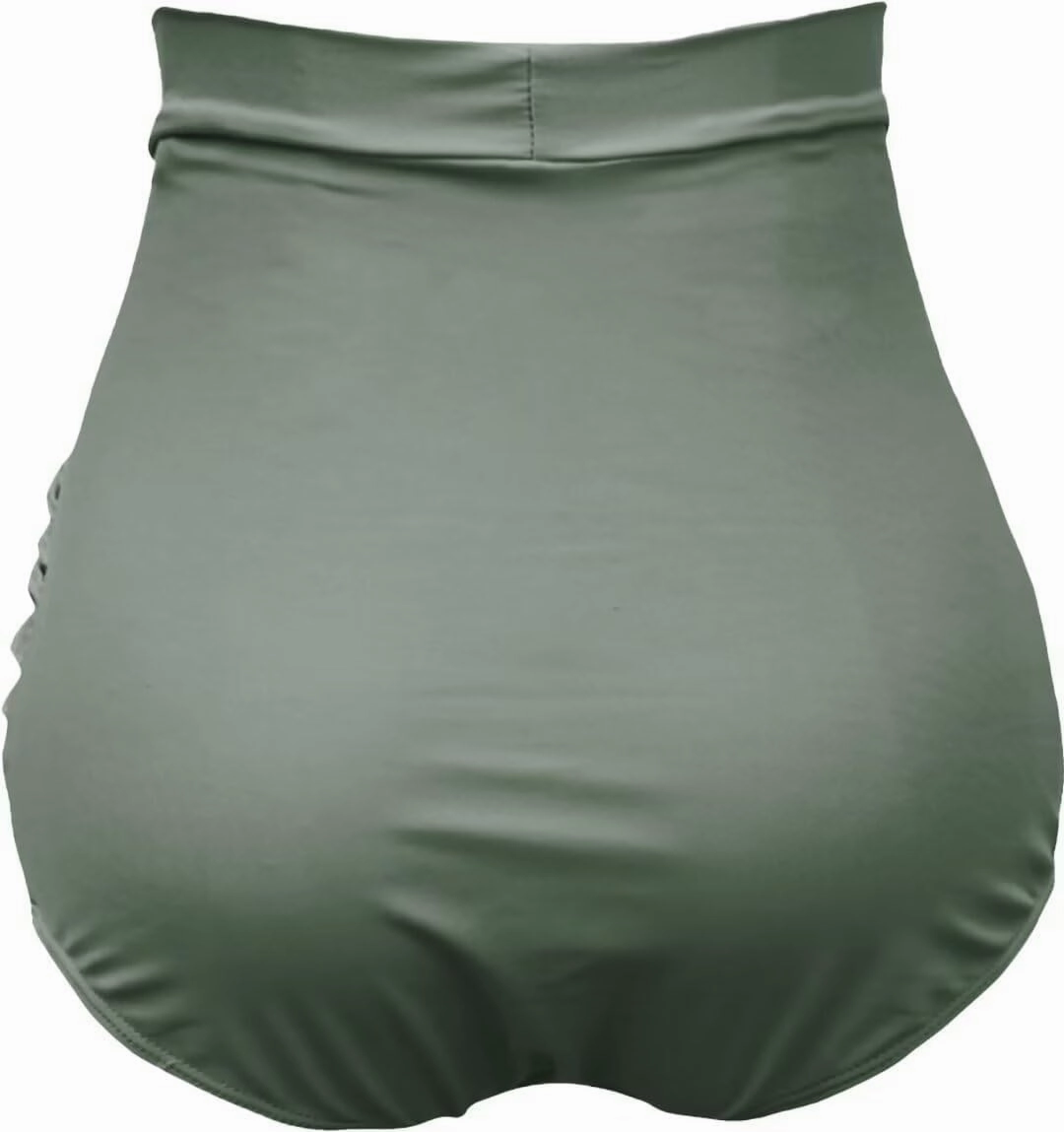 COCOPEAR Women's Ruched High Waisted Bikini Bottom Retro Vintage Swim Short Tankinis