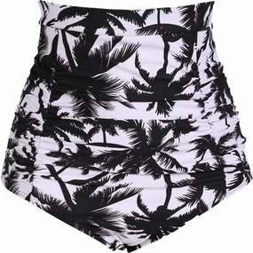 COCOPEAR Women's Ruched High Waisted Bikini Bottom Retro Vintage Swim Short Tankinis