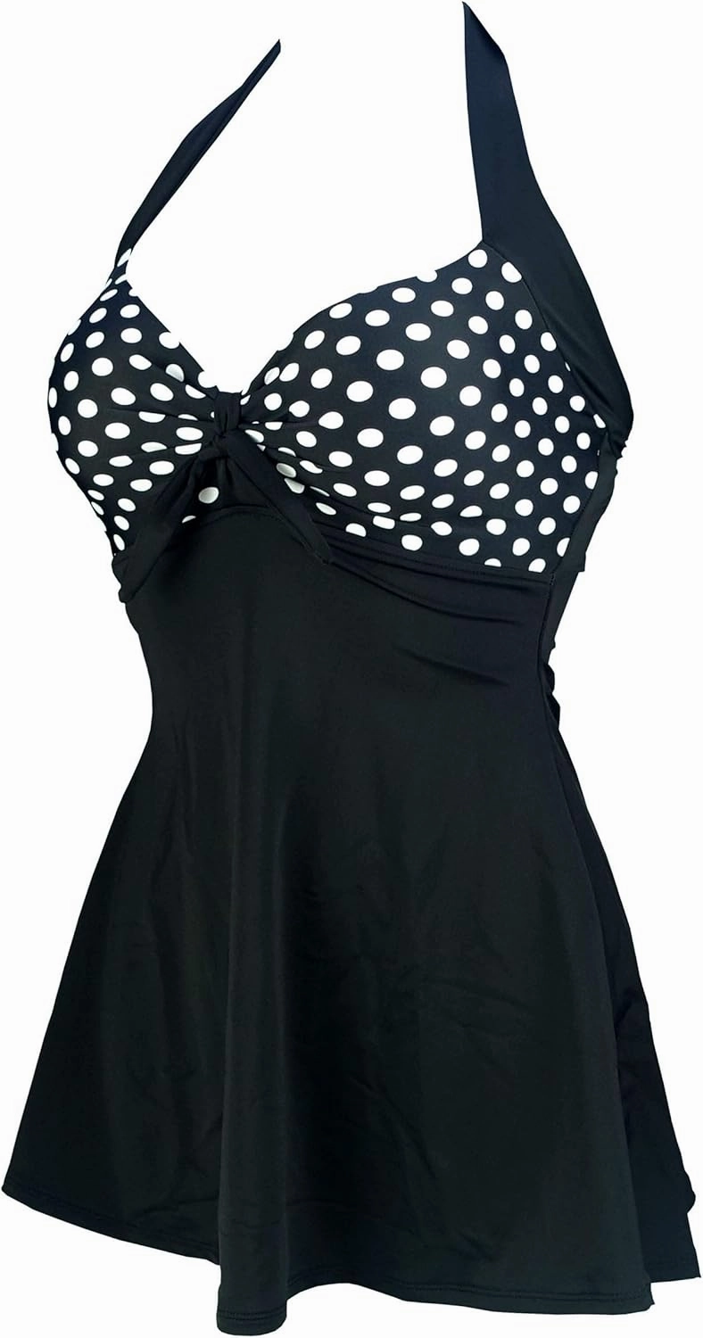 COCOSHIP Vintage Sailor Pin Up Swimsuit Retro One Piece Skirtini Cover Up Swimdress(FBA)