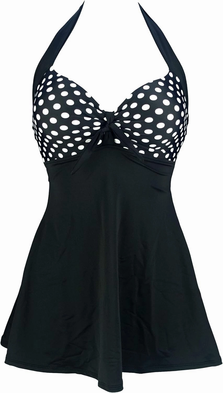COCOSHIP Vintage Sailor Pin Up Swimsuit Retro One Piece Skirtini Cover Up Swimdress(FBA)
