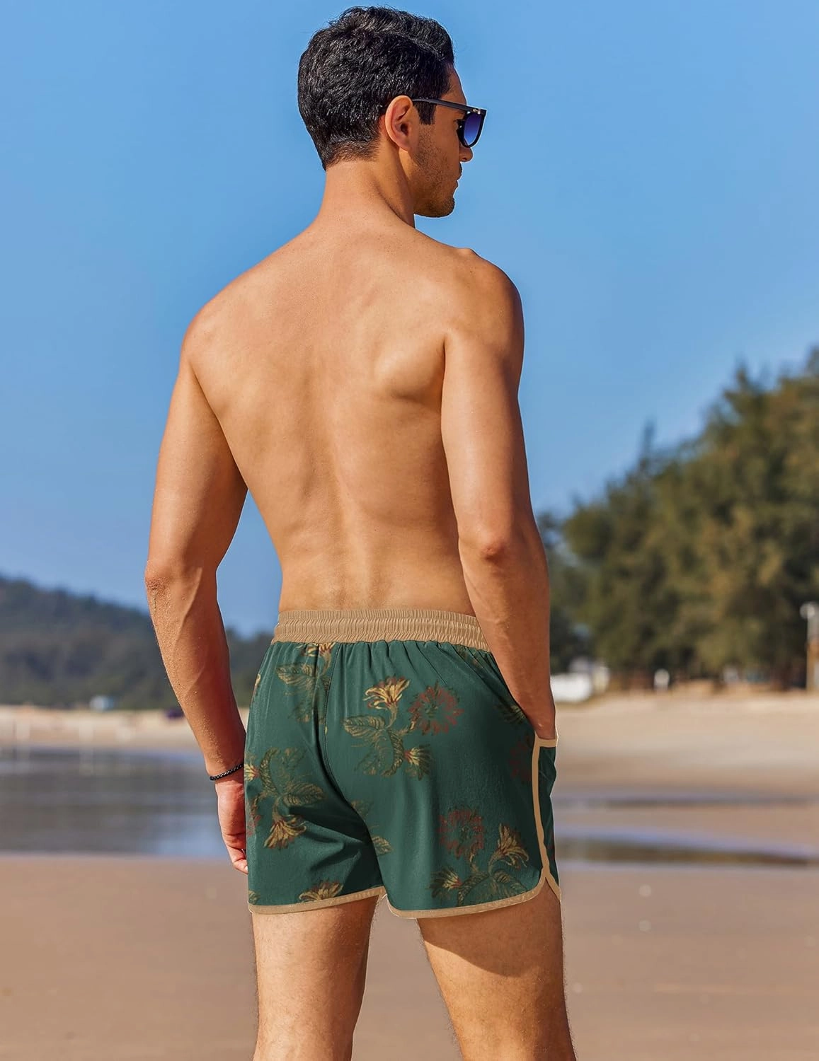 COOFANDY Men's Swim Trunks Quick Dry Swimsuit Color Block Board Short Bathing Suit Swimwear with Mesh Liner