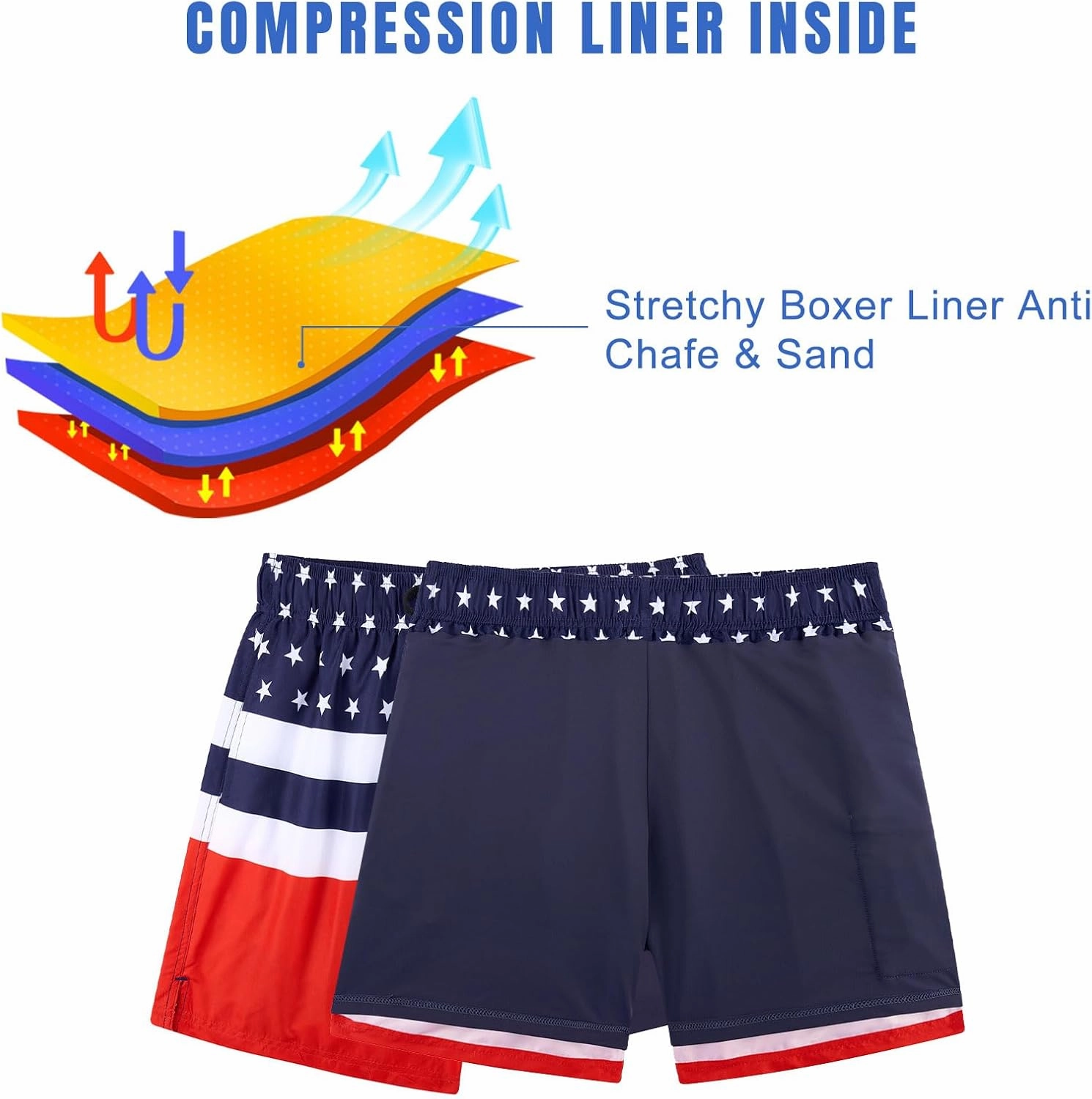 Cozople Mens Swim Trunks 7Inch with Compression Liner Quick Dry Swimsuit Swim Shorts Phone Pocket Swimwear