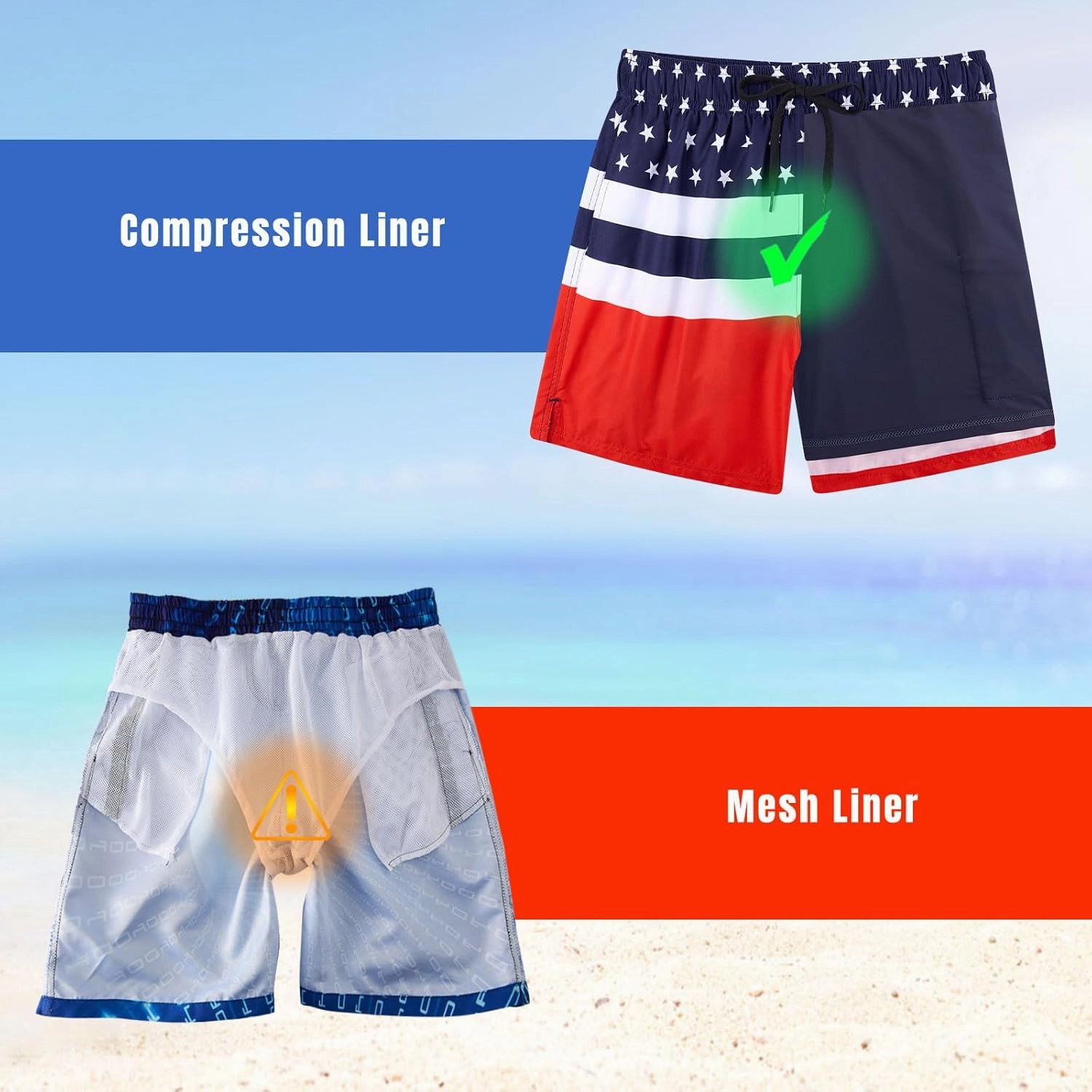 Cozople Mens Swim Trunks 7Inch with Compression Liner Quick Dry Swimsuit Swim Shorts Phone Pocket Swimwear