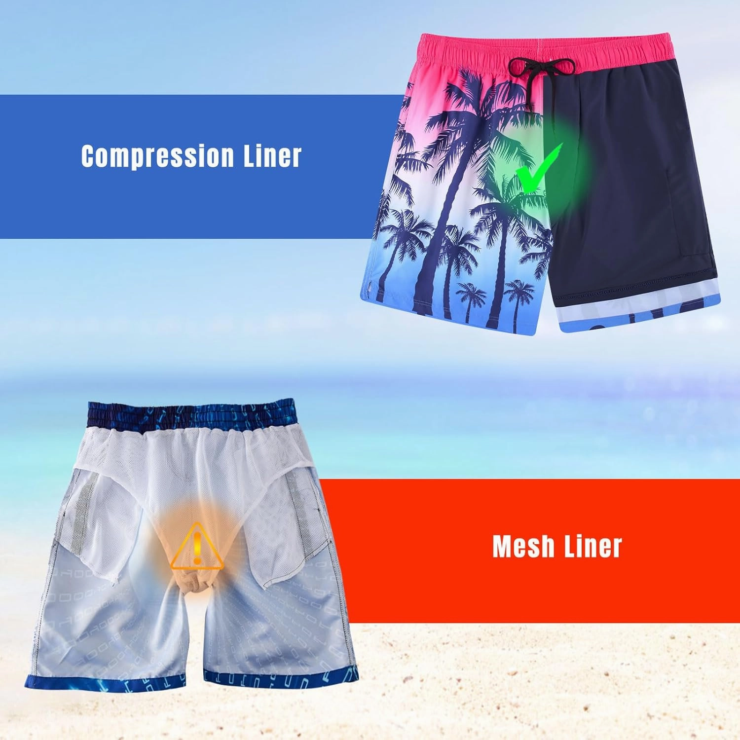 Cozople Mens Swim Trunks 7Inch with Compression Liner Quick Dry Swimsuit Swim Shorts Phone Pocket Swimwear